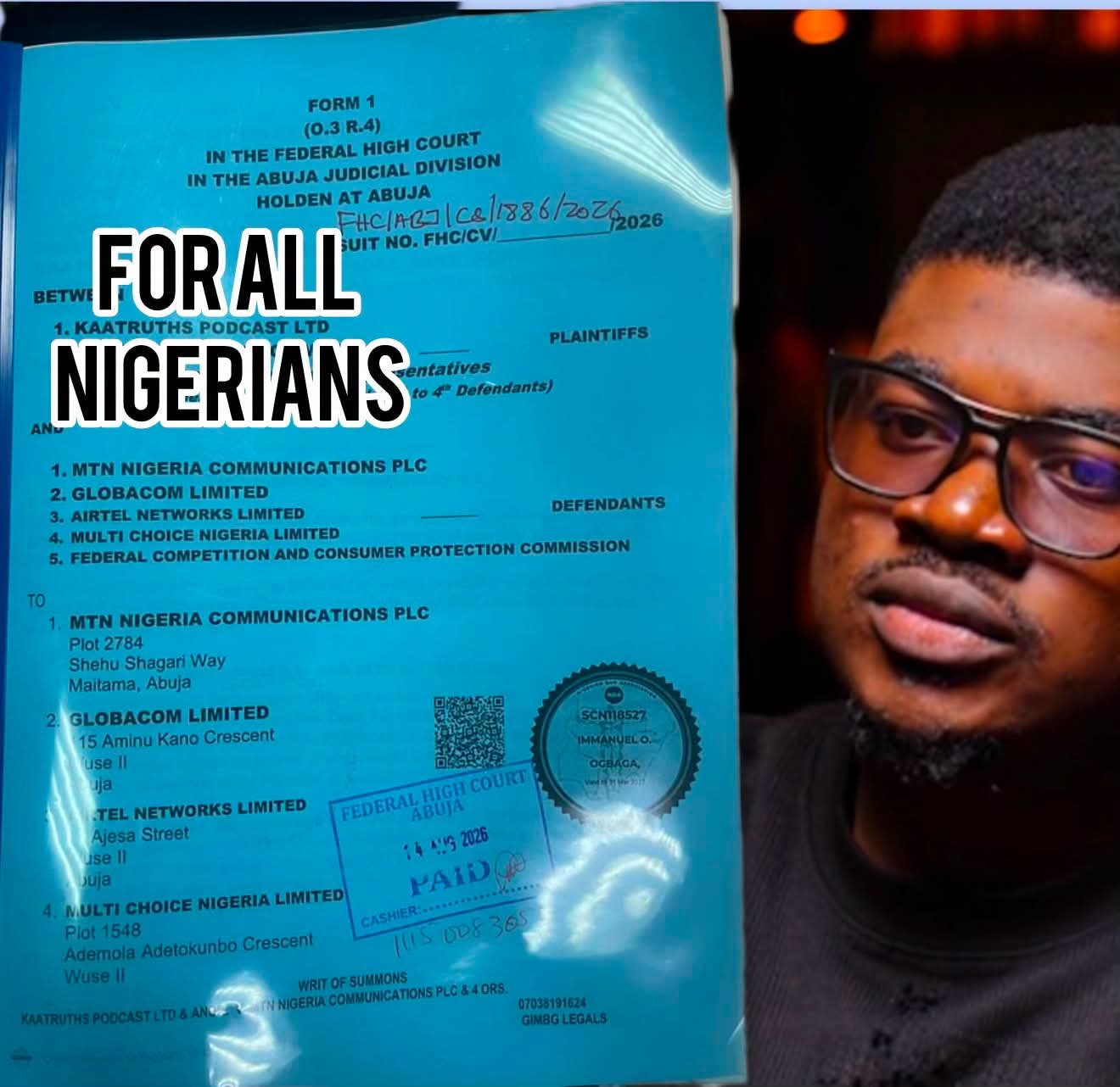 N50 Billion Lawsuit: KaaTruths Podcast Takes MTN, Airtel, Glo, DSTV to Court Over Consumer Rights